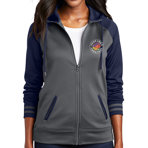 Sport-Tek® Women's Sport-Wick® Custom Embroidered Varsity Fleece Full-Zip Hooded Jacket - LST236