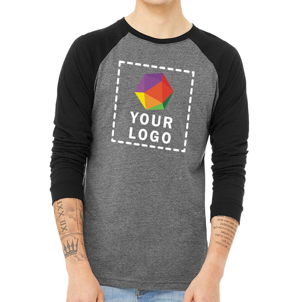 Bella + Canvas Custom Printed Men's Jersey Long-Sleeve Baseball T-Shirt - 3000C