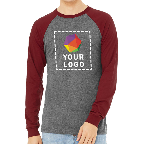 Bella + Canvas Custom Printed Men's Jersey Long-Sleeve Baseball T-Shirt - 3000C