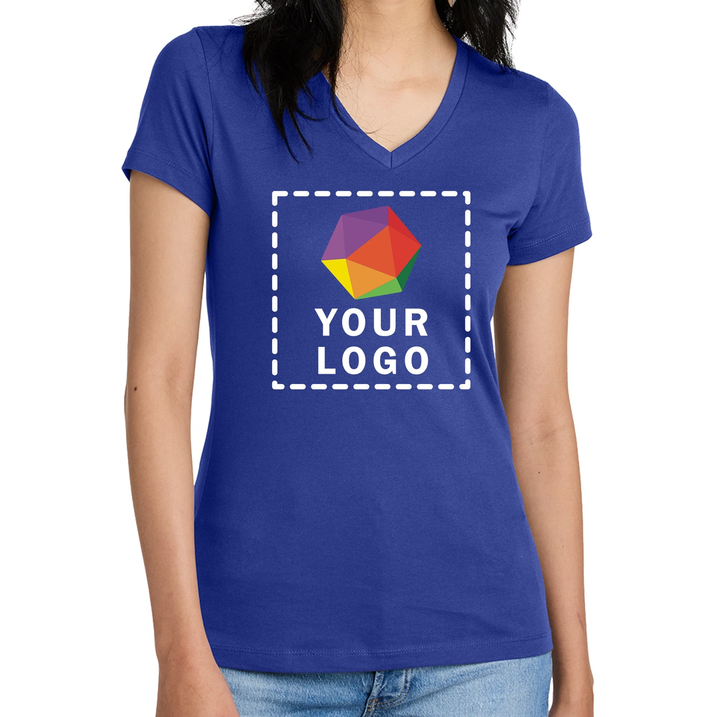 District® Custom Printed Women’s Perfect Weight ® V-Neck Tee - DM1170L