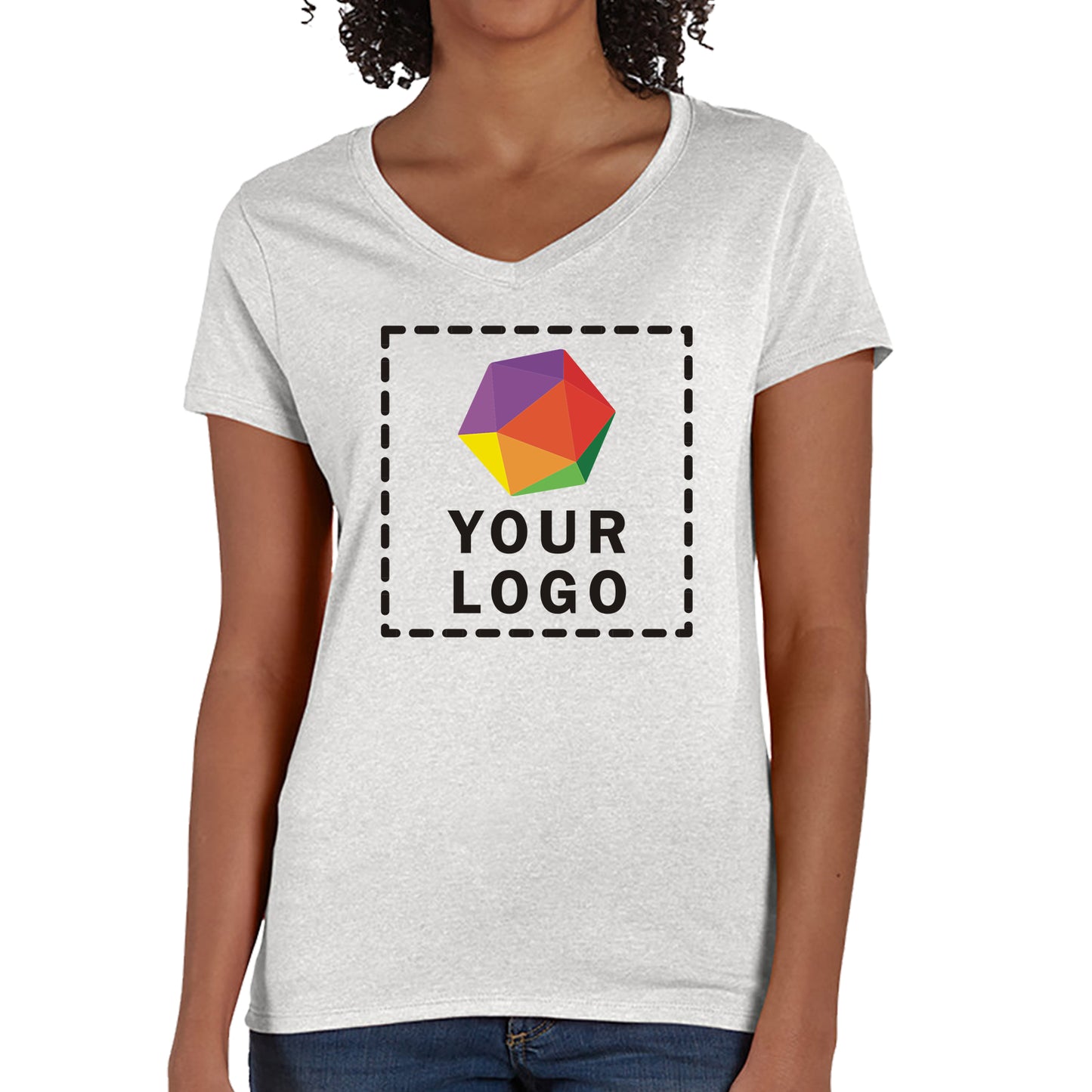 Hanes Ladies' Perfect-T Triblend Custom Printed V-Neck T-shirt - 42VT