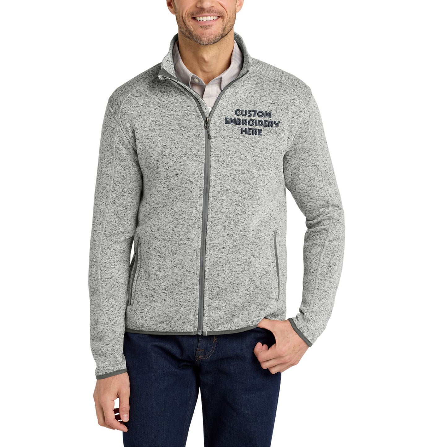 Port Authority® Custom Embroidered Sweater Fleece Jacket - F232