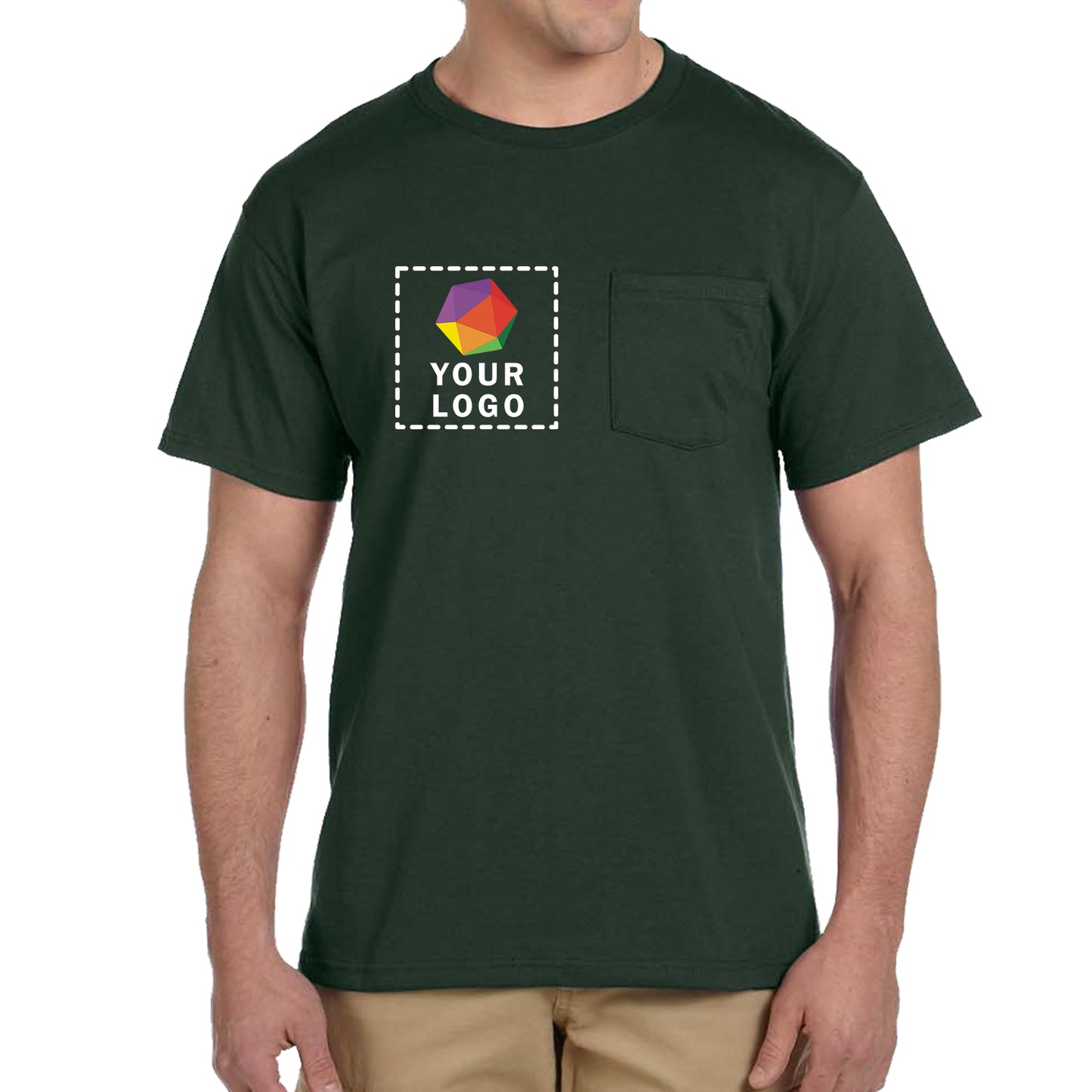 Jerzees® Dri-Power® 50/50 Cotton/Poly Custom Printed Pocket T-Shirt. 29MP