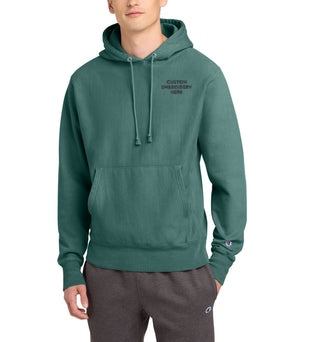 Champion® Reverse Weave® Custom Embroidered Garment-Dyed Hooded Sweatshirt - GDS101