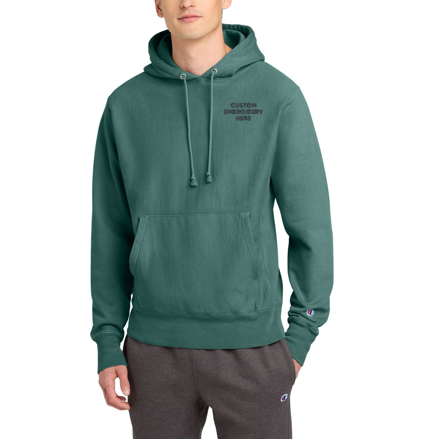 Champion® Reverse Weave® Custom Embroidered Garment-Dyed Hooded Sweatshirt - GDS101
