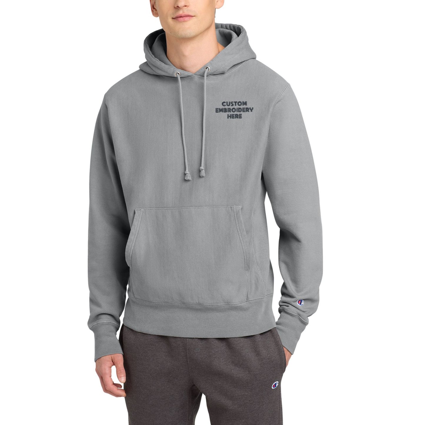 Champion® Reverse Weave® Custom Embroidered Garment-Dyed Hooded Sweatshirt - GDS101