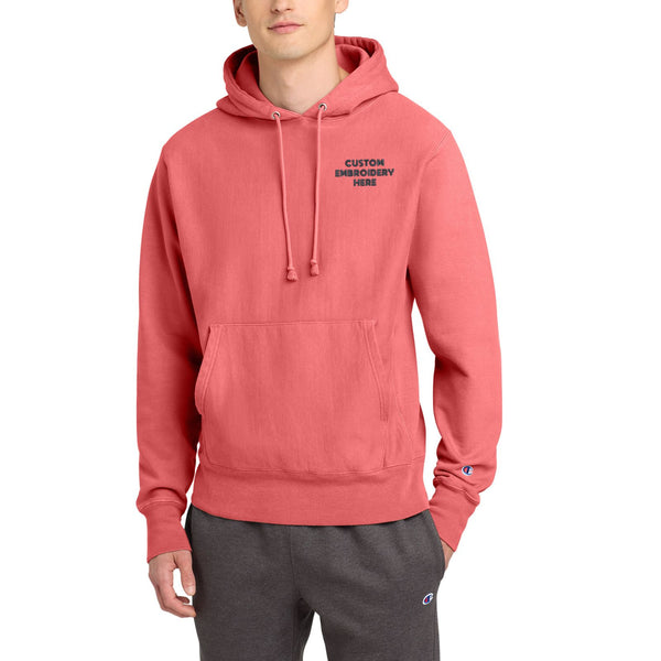 Champion® Reverse Weave® Custom Embroidered Garment-Dyed Hooded Sweatshirt - GDS101