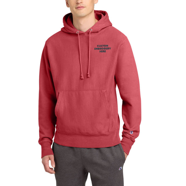 Champion® Reverse Weave® Custom Embroidered Garment-Dyed Hooded Sweatshirt - GDS101