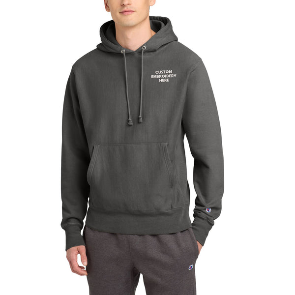 Champion® Reverse Weave® Custom Embroidered Garment-Dyed Hooded Sweatshirt - GDS101