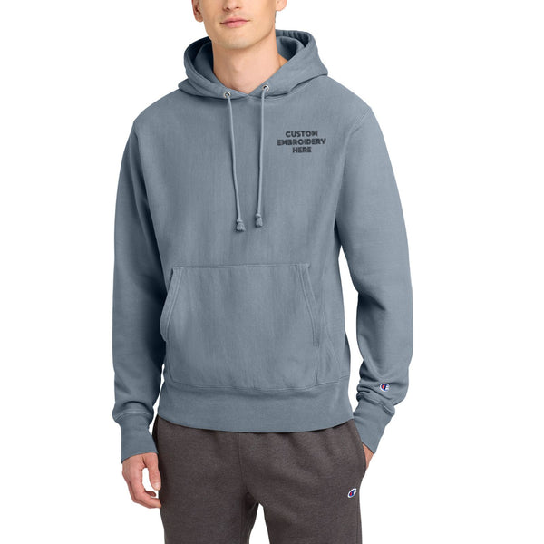 Champion® Reverse Weave® Custom Embroidered Garment-Dyed Hooded Sweatshirt - GDS101