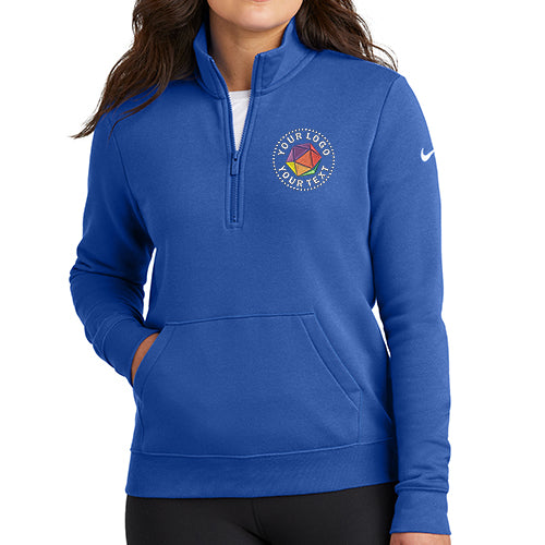 Nike Women's Custom Embroidered Club Fleece Sleeve Swoosh 1/2-Zip - NKDX6720