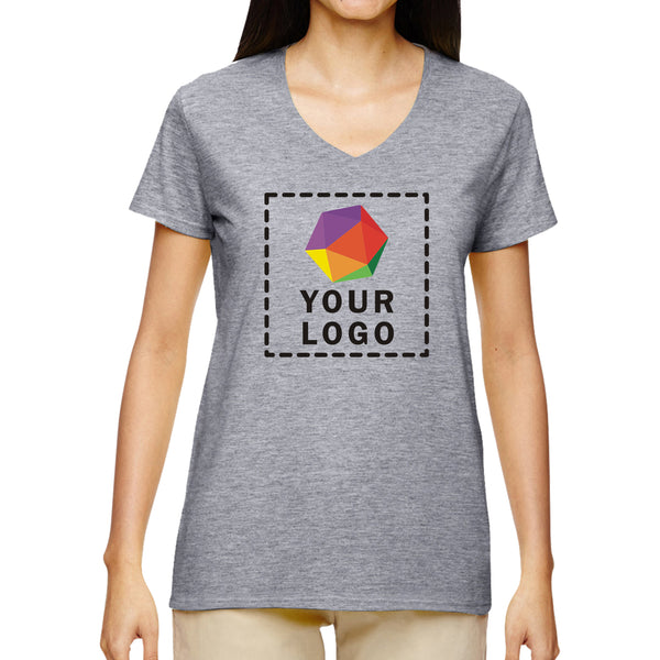 Gildan Custom Printed Ladies' Heavy Cotton™ V-Neck T-Shirt - 5V00L