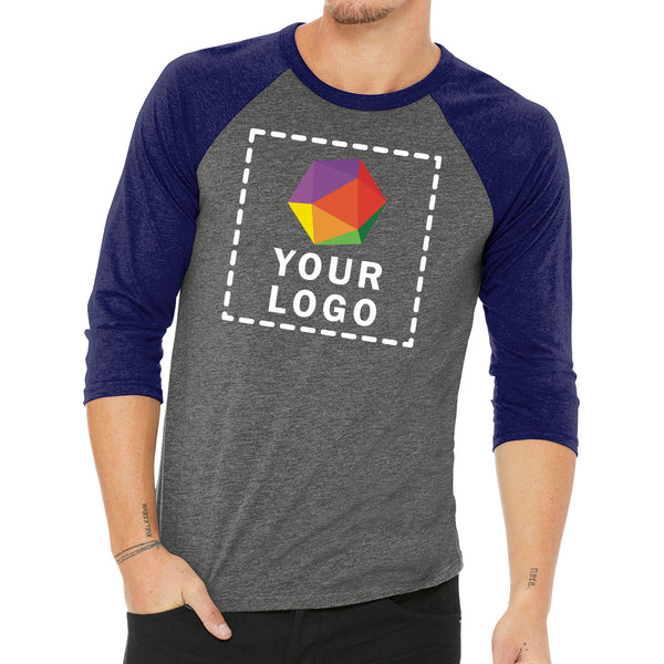 BELLA+CANVAS ® Custom Printed Unisex 3/4-Sleeve Baseball Tee - 3200
