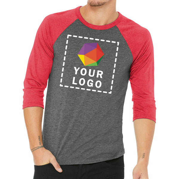 BELLA+CANVAS ® Custom Printed Unisex 3/4-Sleeve Baseball Tee - 3200