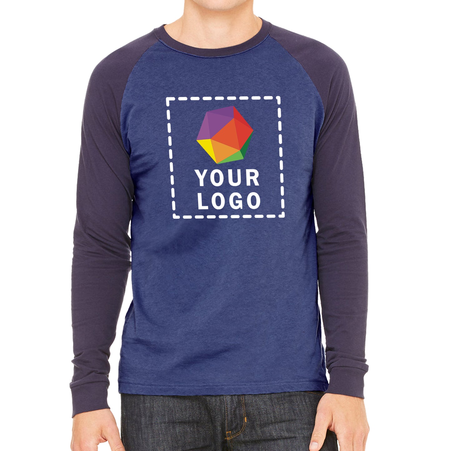 Bella + Canvas Custom Printed Men's Jersey Long-Sleeve Baseball T-Shirt - 3000C