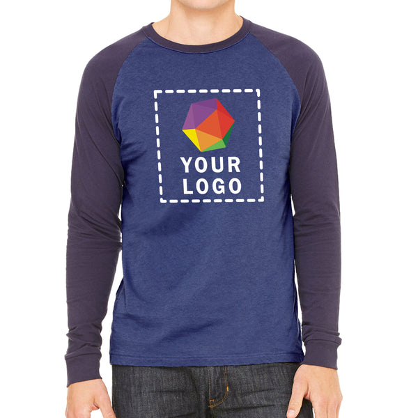 Bella + Canvas Custom Printed Men's Jersey Long-Sleeve Baseball T-Shirt - 3000C