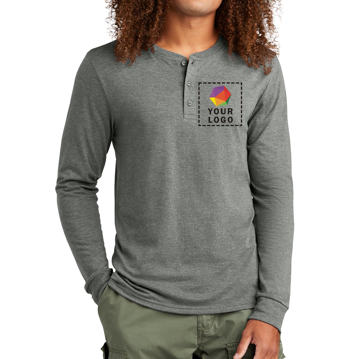 District® Custom Printed Perfect Tri® Long Sleeve Henley - DT145