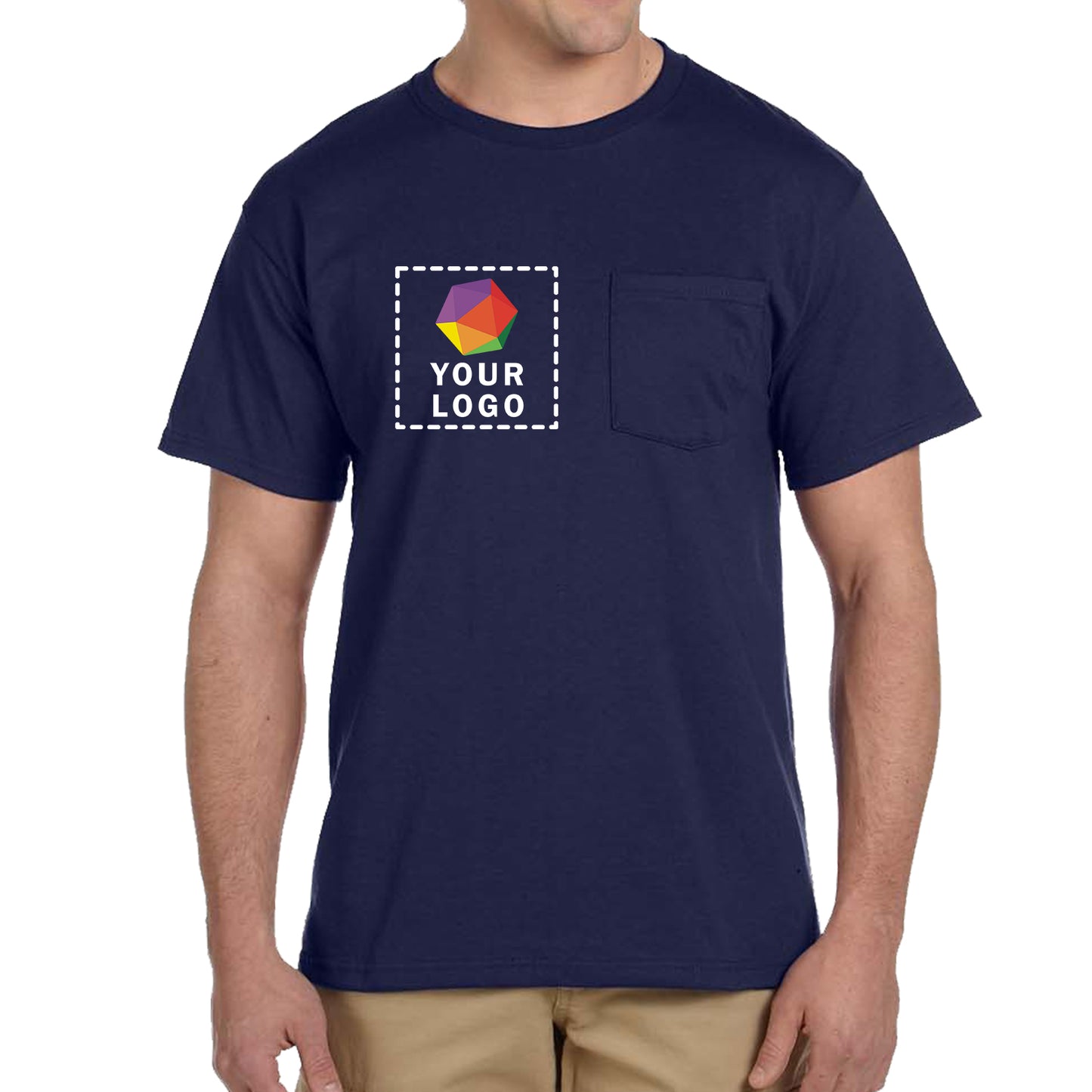 Jerzees® Dri-Power® 50/50 Cotton/Poly Custom Printed Pocket T-Shirt. 29MP