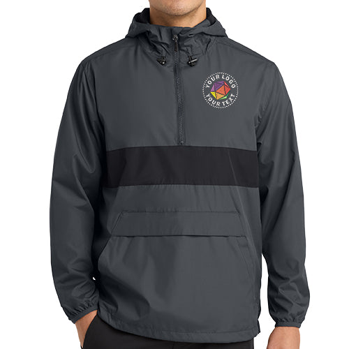 Sport-Tek® Zipped Custom Embroidered Pocket Anorak - JST65