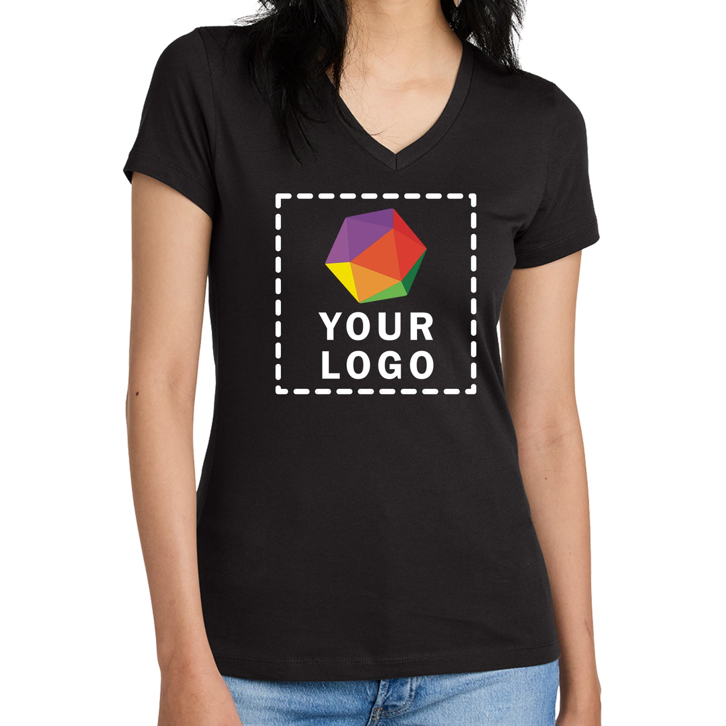 District® Custom Printed Women’s Perfect Weight ® V-Neck Tee - DM1170L