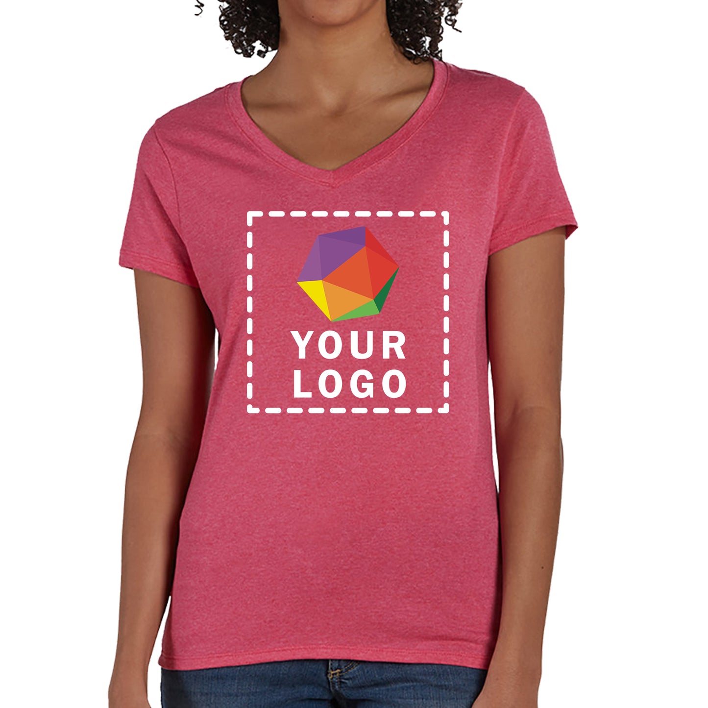 Hanes Ladies' Perfect-T Triblend Custom Printed V-Neck T-shirt - 42VT