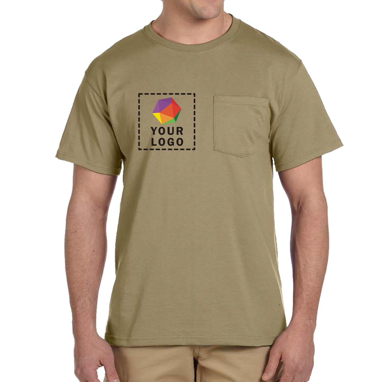 Jerzees® Dri-Power® 50/50 Cotton/Poly Custom Printed Pocket T-Shirt. 29MP