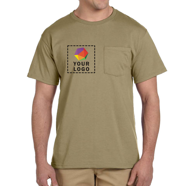 Jerzees® Dri-Power® 50/50 Cotton/Poly Custom Printed Pocket T-Shirt. 29MP