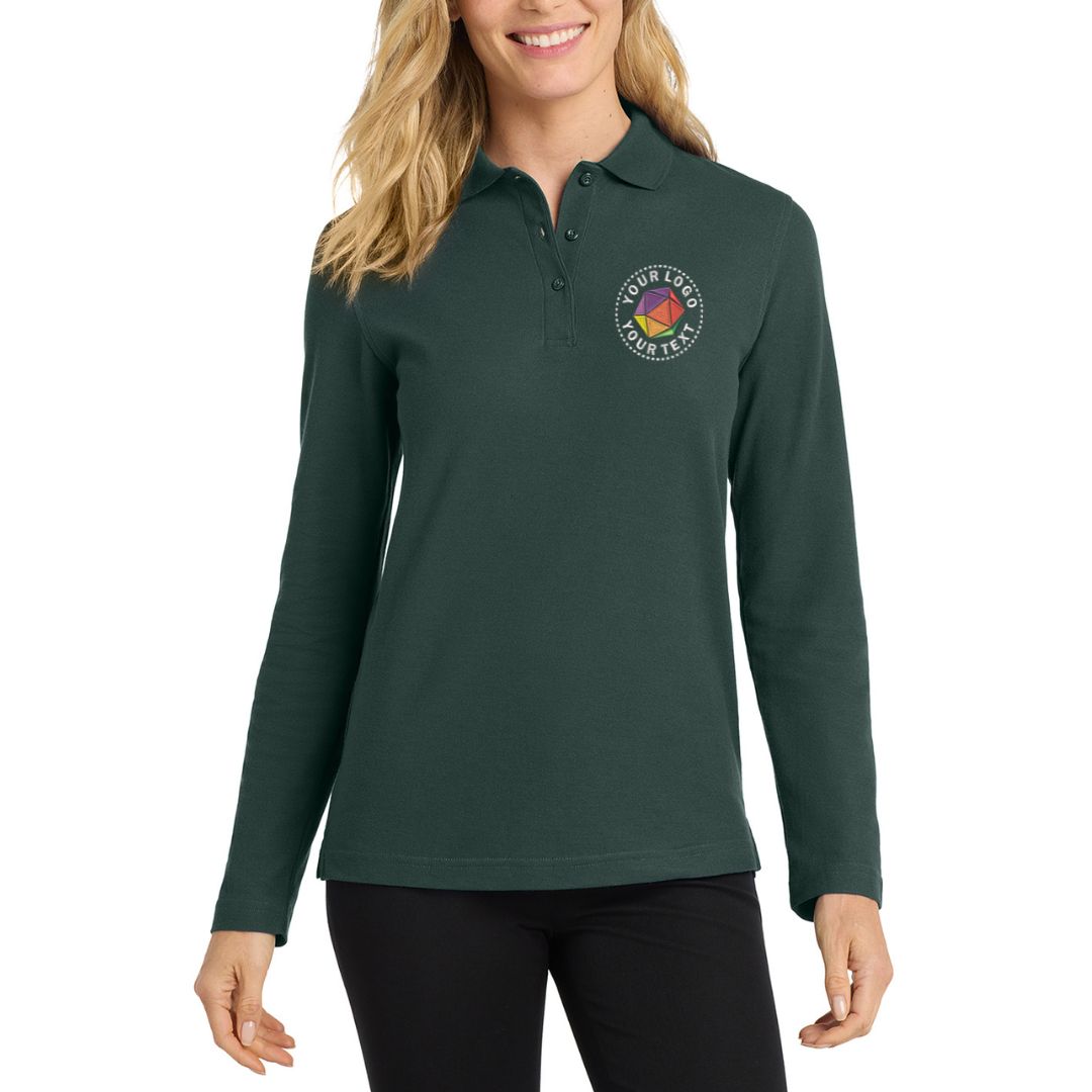 Port Authority® Custom Embroidered Women's Silk Touch™ Long Sleeve Polo - L500LS