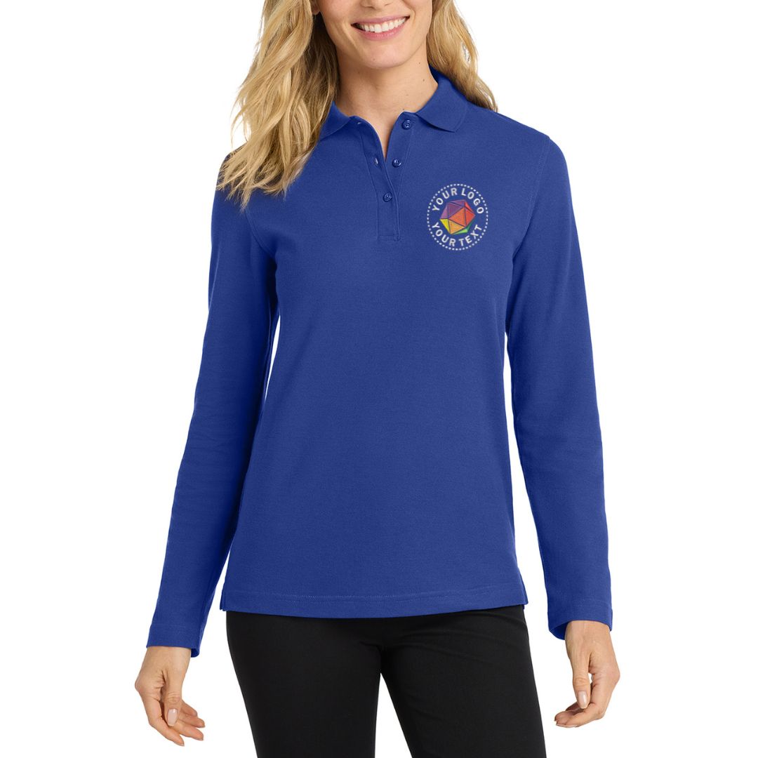 Port Authority® Custom Embroidered Women's Silk Touch™ Long Sleeve Polo - L500LS