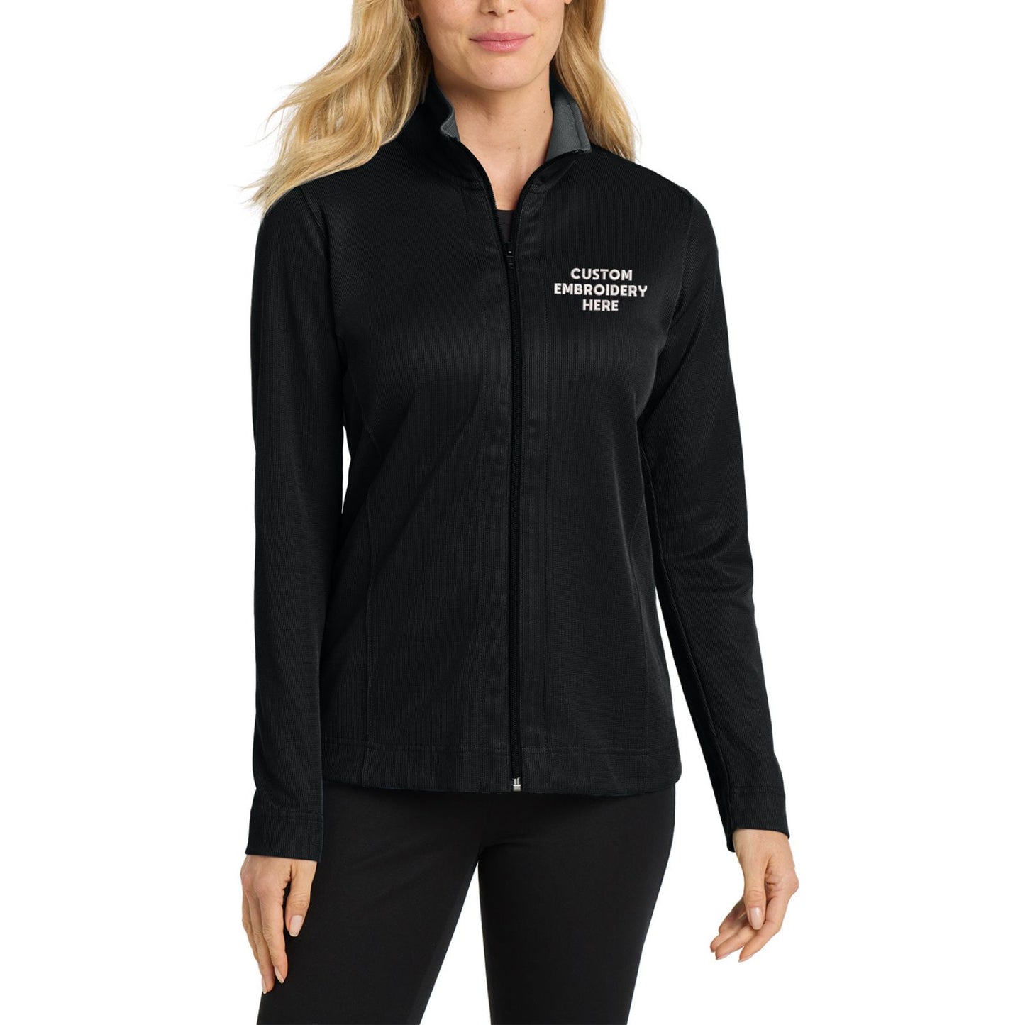 Custom Embroidered Women's Full Zip Jacket: Port Authority Vertical Texture - L805