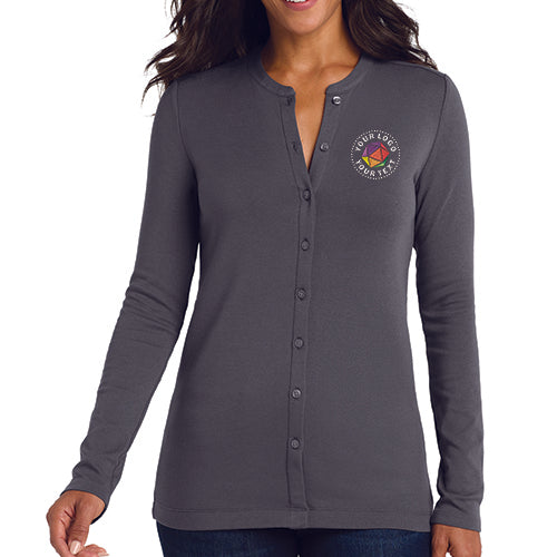 Port Authority® Custom Embroidered Women's Concept Stretch Button-Front Cardigan - LM1008