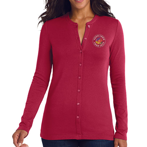 Port Authority® Custom Embroidered Women's Concept Stretch Button-Front Cardigan - LM1008