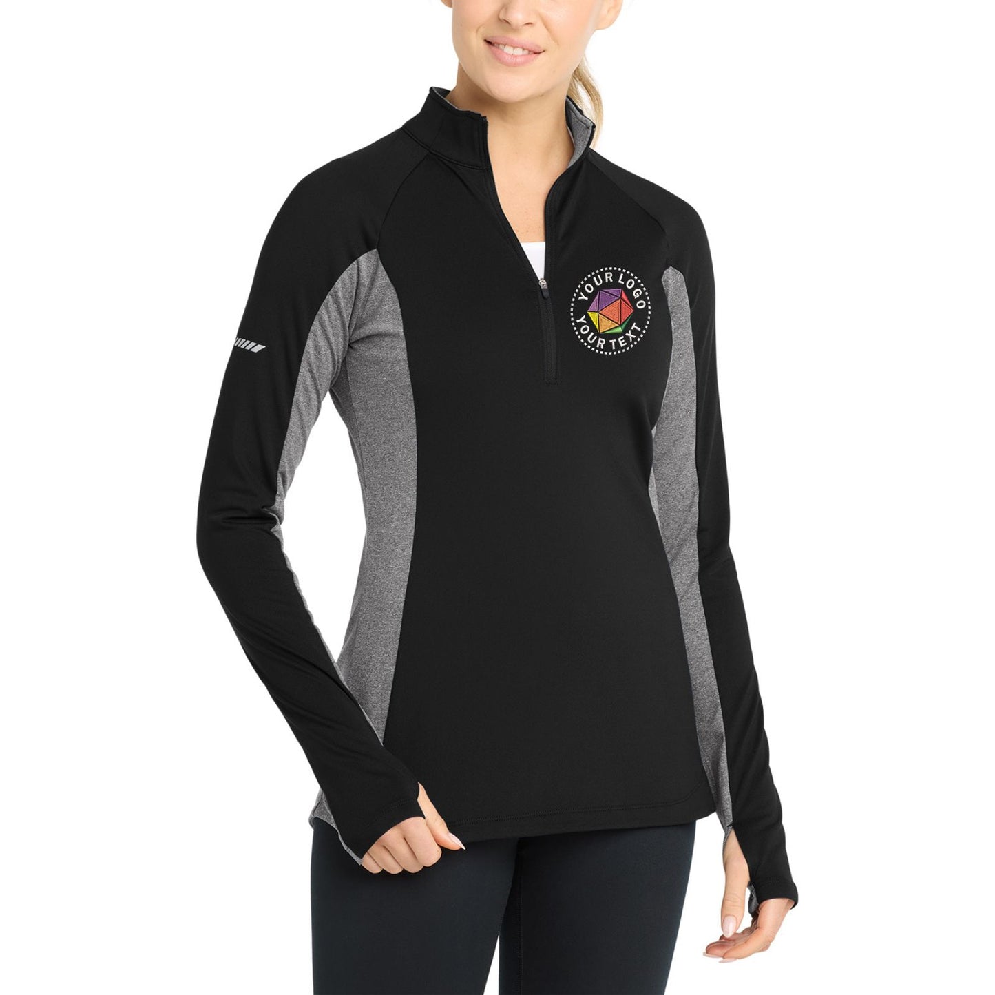 Sport-Tek® Women's Sport-Wick® Stretch Contrast Custom Embroidered 1/4-Zip Pullover - LST854