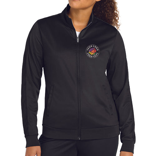 Sport-Tek® Ladies Tricot Sleeve Stripe Custom Embroidered Track Jacket - LST94