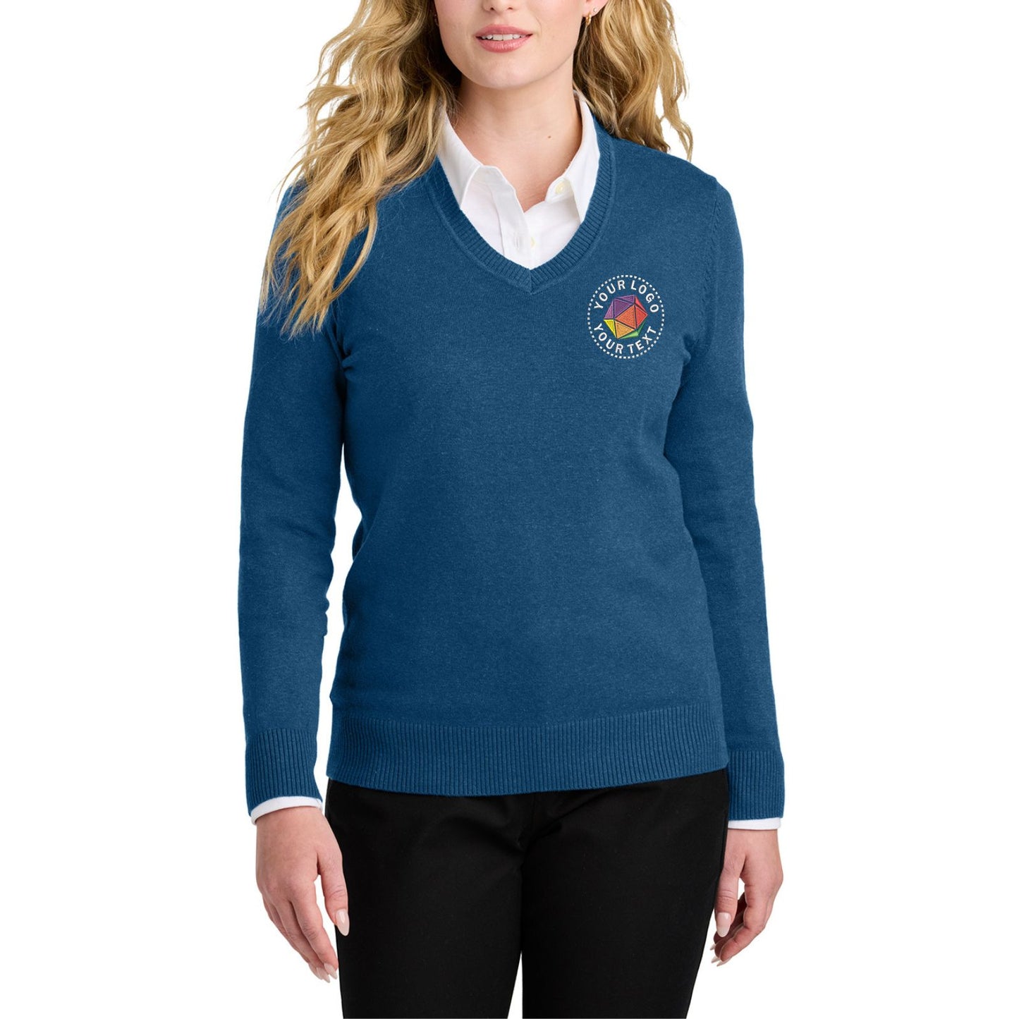 Port Authority® Custom Embroidered Women’s Easy Care V-Neck Sweater - LSW2850