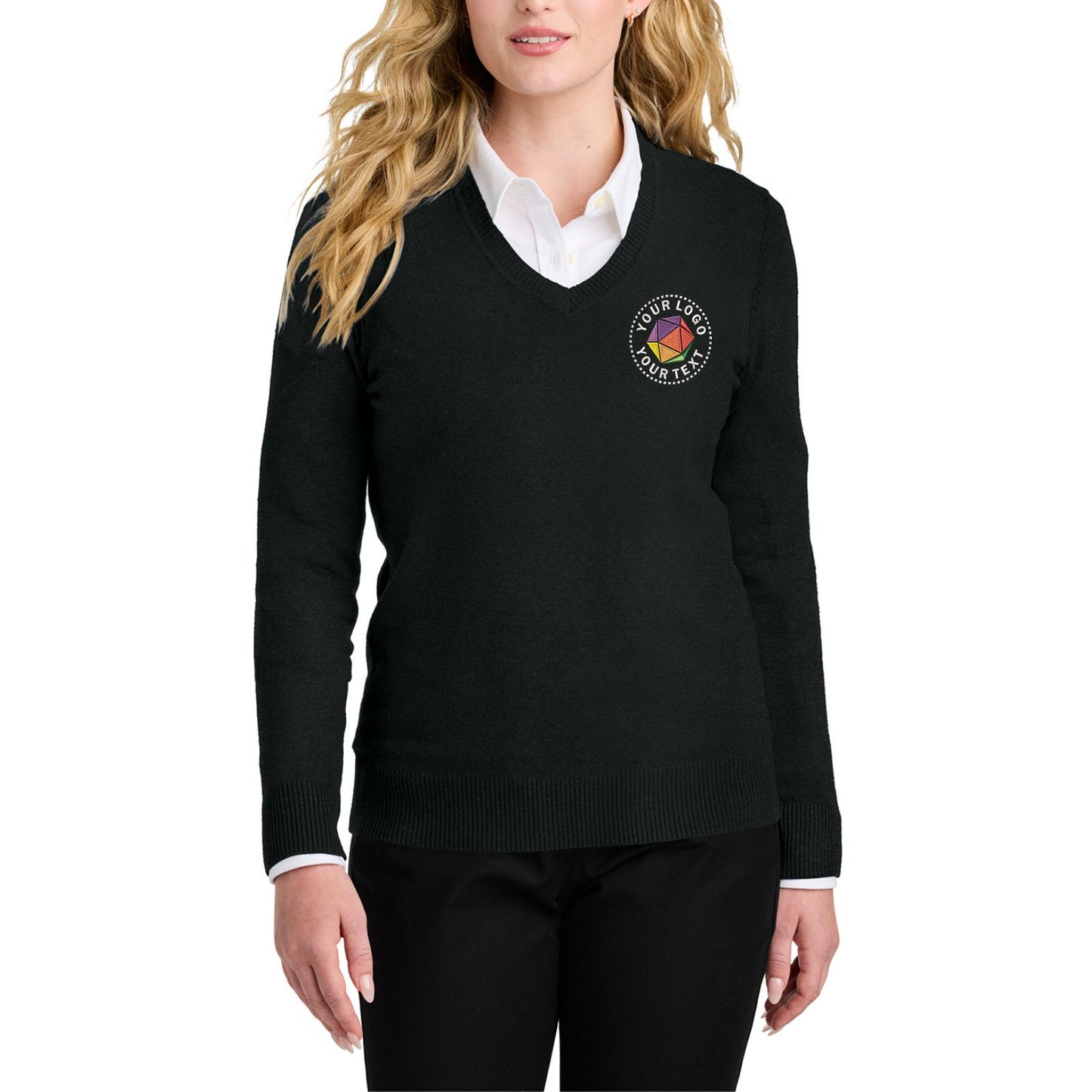 Port Authority® Custom Embroidered Women’s Easy Care V-Neck Sweater - LSW2850
