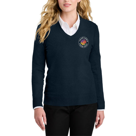 Port Authority® Custom Embroidered Women’s Easy Care V-Neck Sweater - LSW2850