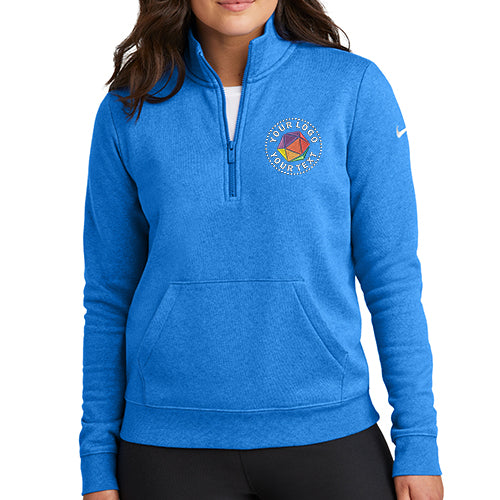 Nike Women's Custom Embroidered Club Fleece Sleeve Swoosh 1/2-Zip - NKDX6720