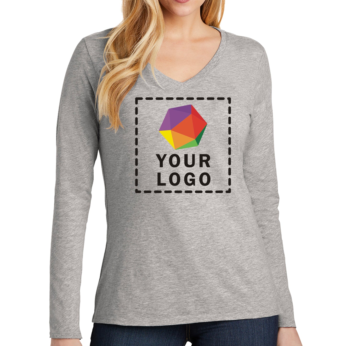 District® Custom Printed Women’s Very Important Tee ® Long Sleeve V-Neck - DT6201