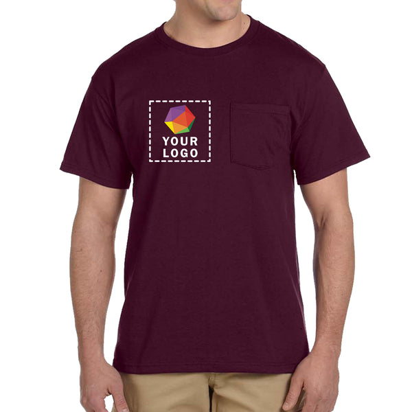 Jerzees® Dri-Power® 50/50 Cotton/Poly Custom Printed Pocket T-Shirt. 29MP