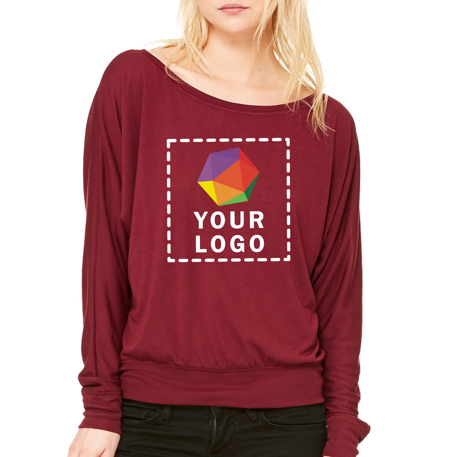 Bella + Canvas Ladies Flowy Long-Sleeve Off Shoulder T-Shirt - 8850
