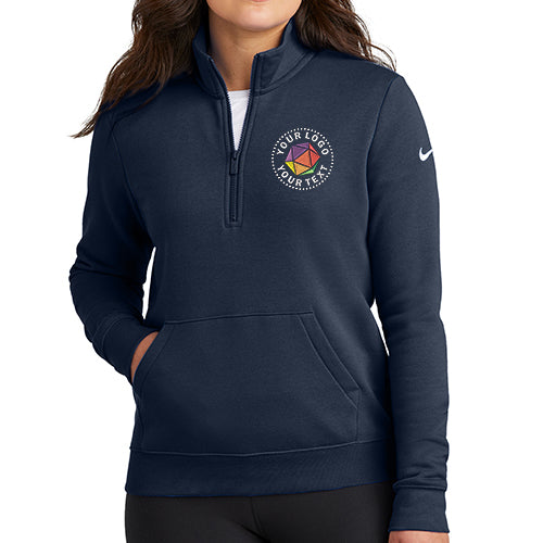 Nike Women's Custom Embroidered Club Fleece Sleeve Swoosh 1/2-Zip - NKDX6720