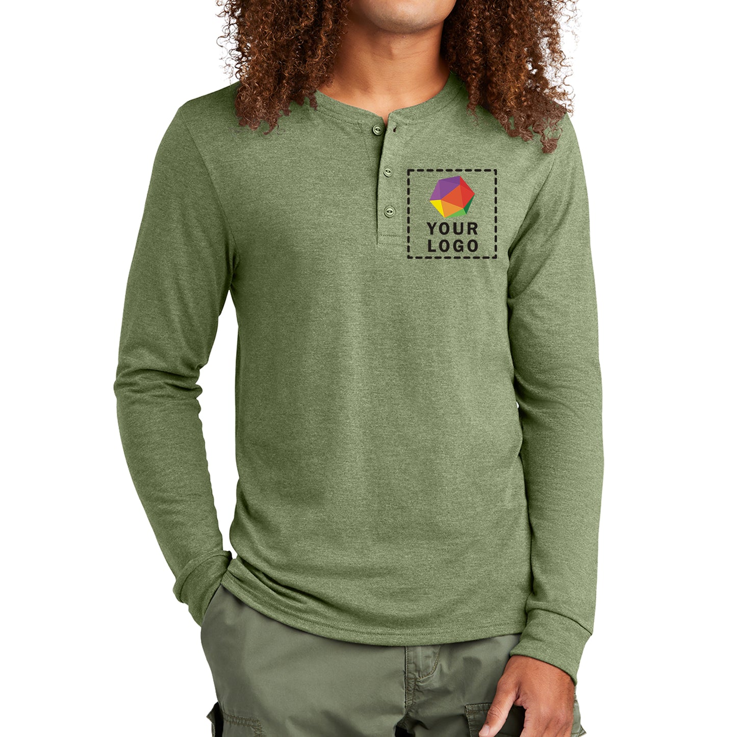District® Custom Printed Perfect Tri® Long Sleeve Henley - DT145