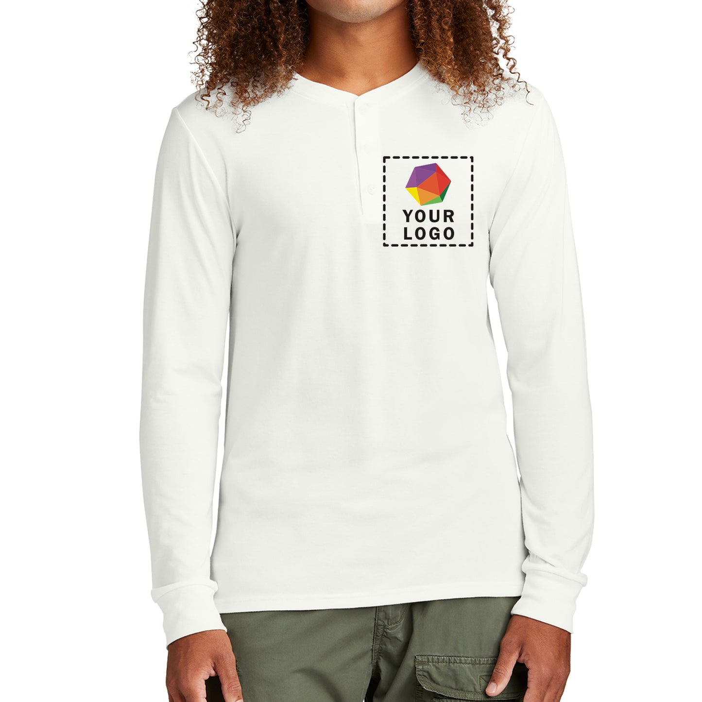District® Custom Printed Perfect Tri® Long Sleeve Henley - DT145