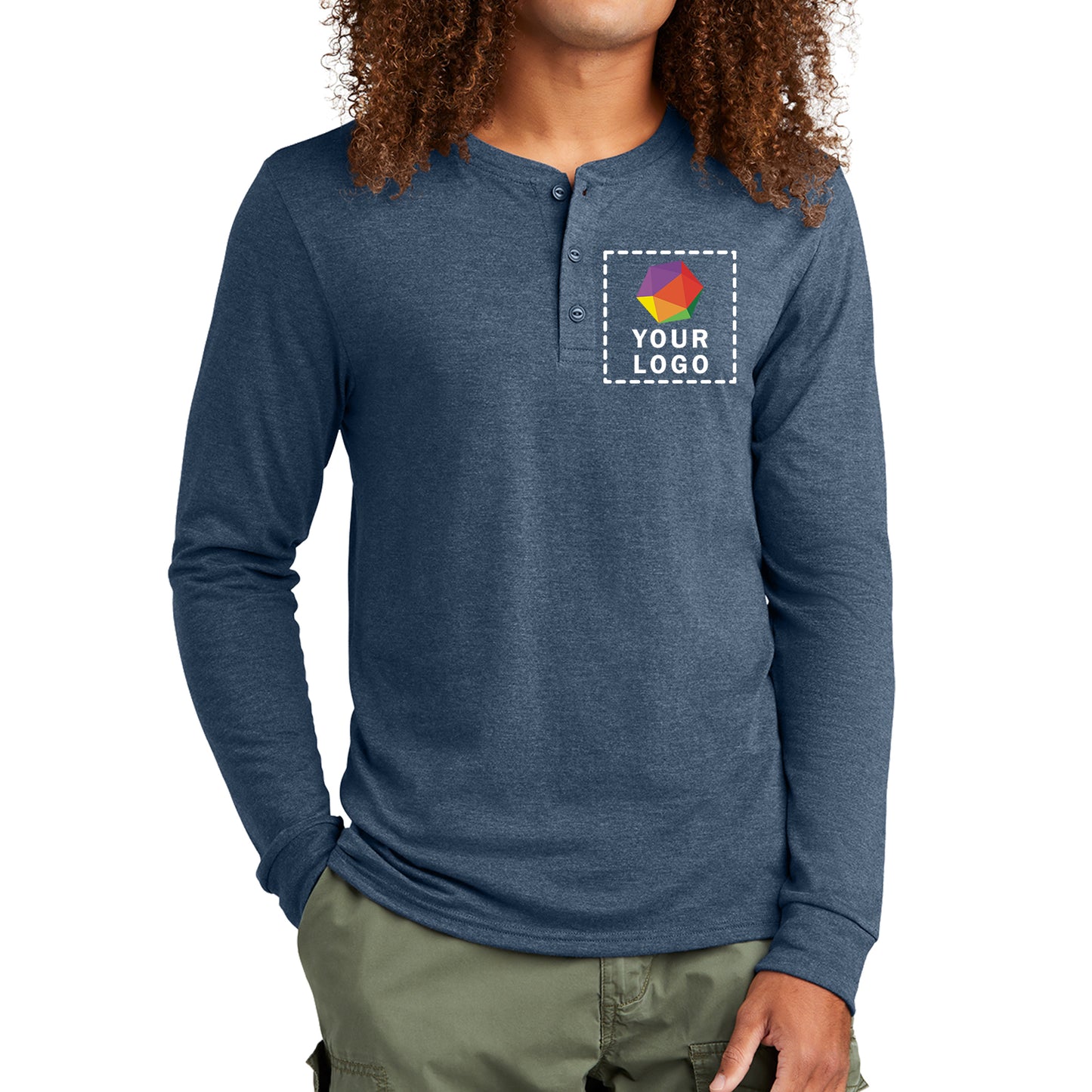 District® Custom Printed Perfect Tri® Long Sleeve Henley - DT145
