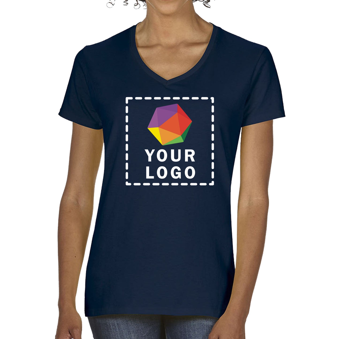 Gildan Custom Printed Ladies' Heavy Cotton™ V-Neck T-Shirt - 5V00L