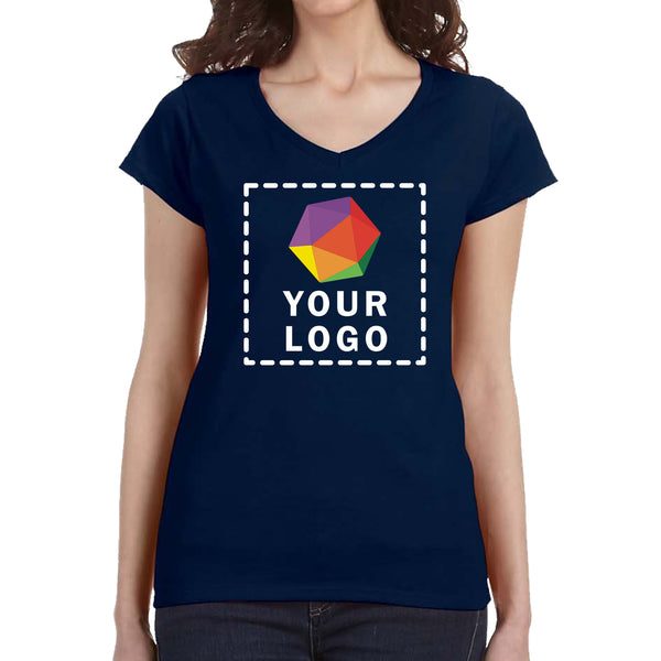 Gildan Custom Printed Ladies' SoftStyle® Fitted V-Neck T-Shirt - 64V00L