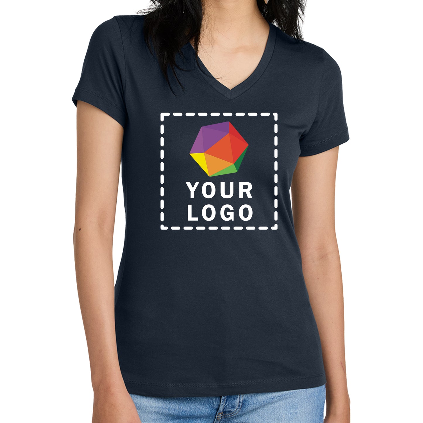 District® Custom Printed Women’s Perfect Weight ® V-Neck Tee - DM1170L