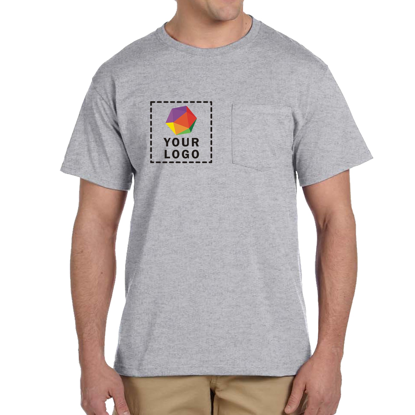 Jerzees® Dri-Power® 50/50 Cotton/Poly Custom Printed Pocket T-Shirt. 29MP