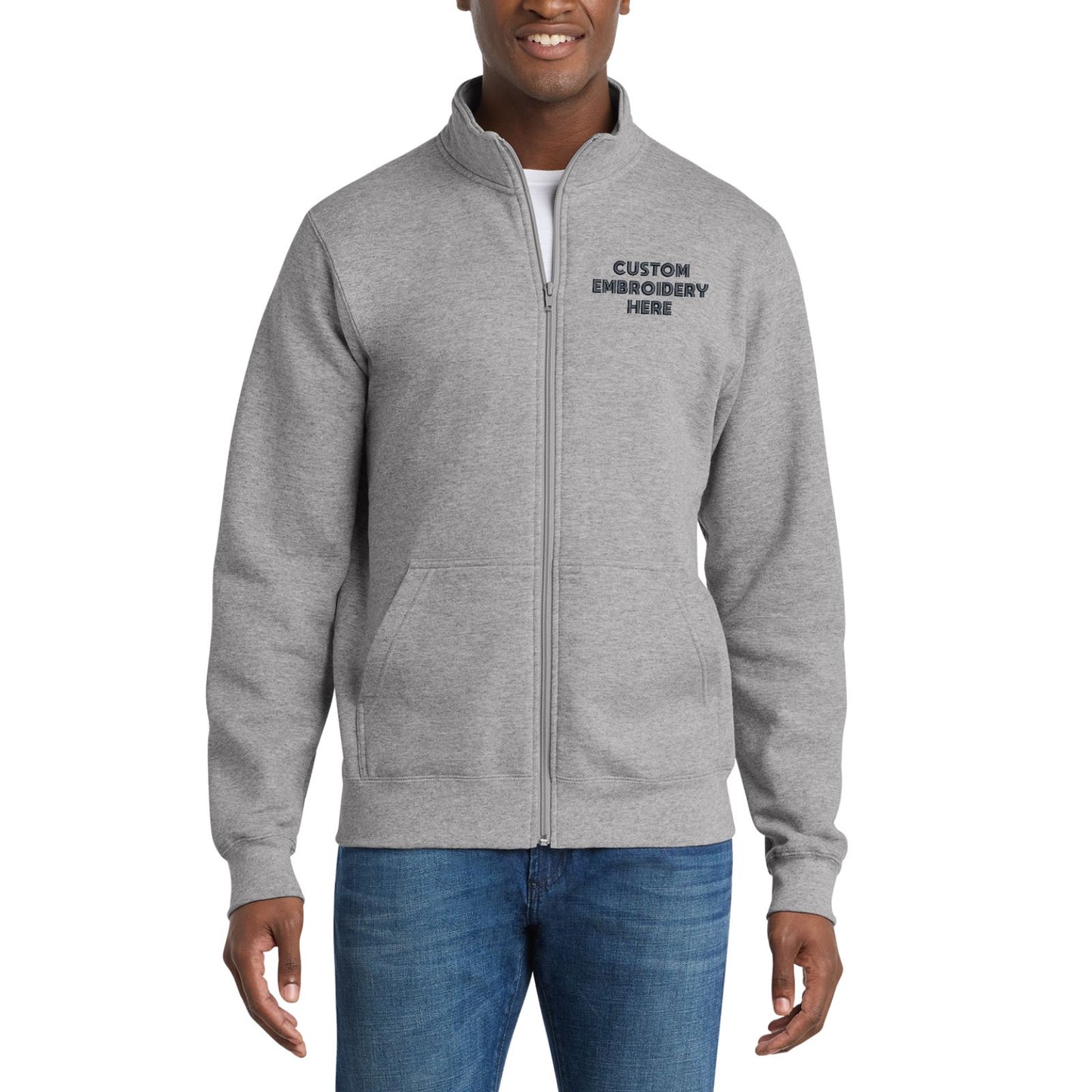 Port & Co™ Custom Embroidered Core Fleece Cadet Full-Zip Sweatshirt - PC78FZ